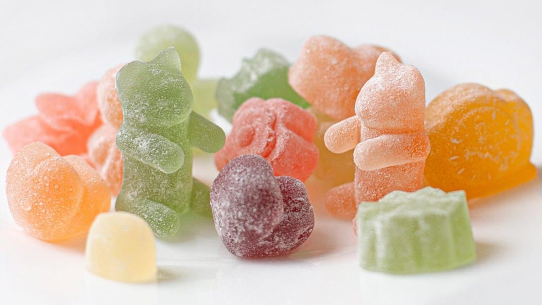 Several sugar-covered gummies. 