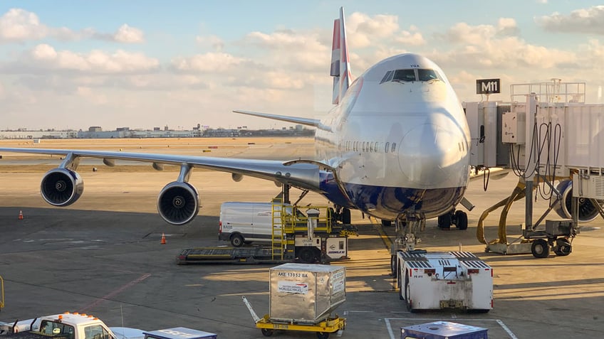 Cargo going onto a plane. 